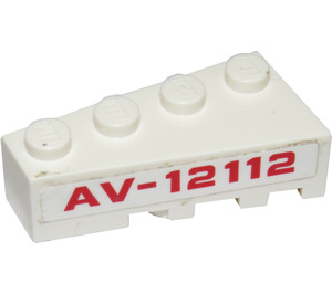 LEGO White Wedge Brick 2 x 4 Left with 'AV-12112' Sticker (41768)