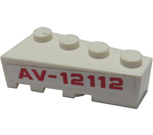 LEGO Weiß Keil Backstein 2 x 4 Recht mit 'AV-12112' Aufkleber (41767)