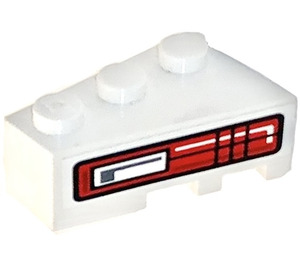 LEGO Hvit Kile Kloss 3 x 2 Venstre med Svart og Rød Backlight Klistremerke (6565)