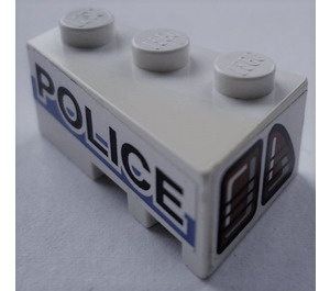 LEGO blanc Coin Brique 3 x 2 La gauche avec Taillights et 'Police' Autocollant (6565)