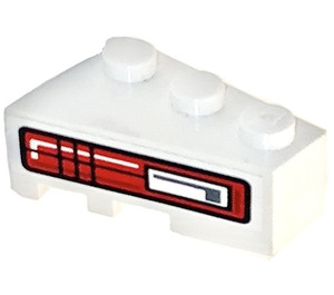 LEGO Weiß Keil Backstein 3 x 2 Recht mit Schwarz und rot Backlight Aufkleber (6564)