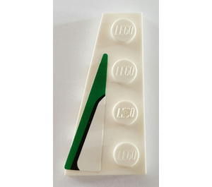 LEGO White Wedge Plate 2 x 4 Wing Left with Black and Green Pattern Sticker (41770)