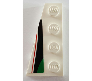 LEGO blanc Coin assiette 2 x 4 Aile La gauche avec rouge, Noir et Green Modèle Autocollant (41770)