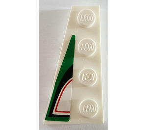 LEGO blanc Coin assiette 2 x 4 Aile La gauche avec rouge, Noir et Green Modèle Autocollant (41770)