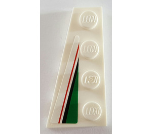 LEGO Wit Wig Plaat 2 x 4 Vleugel Links met Rood, Zwart en Green Patroon Sticker (41770)