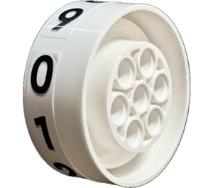 LEGO White Wheel 5 x 5 x 2 with Number 0 to 9 clockwise Sticker (68327)