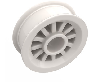 LEGO White Wheel Centre Spoked Small (30155)