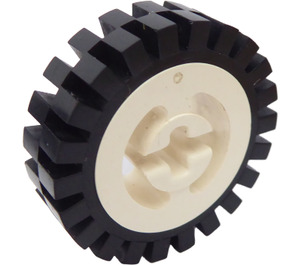 LEGO White Wheel Hub 8 x 17.5 with Axlehole with Narrow Tire 24 x 7 with Ridges Inside