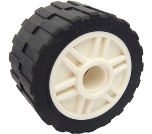 LEGO White Wheel Rim Ø18 x 14 with Pin Hole with Tire 24 x 14 Shallow Tread (Tread Small Hub) without Band around Center of Tread