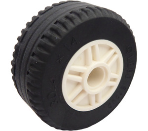 LEGO Bílá Wheel Rim Ø18 x 14 with Pin Hole with Tire Ø30.4 x 14 (Thick Rubber)