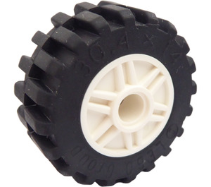 LEGO Bílá Wheel Rim Ø18 x 14 with Pin Hole with Tire 30.4 x 14 with Offset Tread Pattern and No band