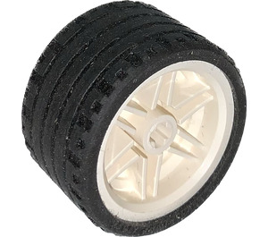 LEGO White Wheel Rim Ø30 x 20 with No Pinholes, with Reinforced Rim with Tire Low Wide Ø37 X 22