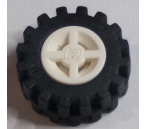 LEGO Weiß Wheel Rim Ø8 x 6.4 without Side Notch with Tire Ø15 X 6mm with Offset Tread Band Around Center of Tread