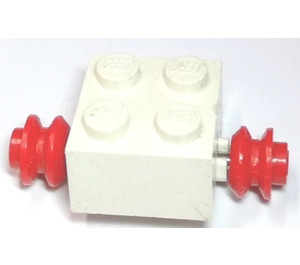 LEGO Blanc Wheels on metal axle For Dually Tire with Brick 2 x 2 with Wheels Holder (Open Loops)