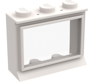 LEGO hvid Vindue 1 x 3 x 2 Classic med Solid knops med Glas