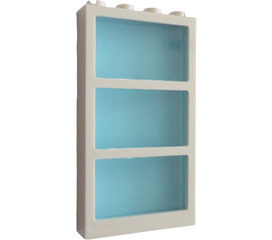 LEGO White Window 1 x 4 x 6 Frame with Transparent Light Blue Glass