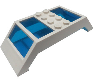 LEGO Wit Venster 10 x 4 x 2 met Sloped Ends en Transparant Dark Blauw Glas (30264)