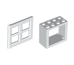 LEGO White Window 2 x 4 x 3 Frame with White Pane