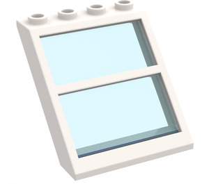LEGO Wit Venster 4 x 4 x 3 Roof met Centre Staaf en Transparant Light Blauw Glas (6159)