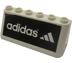 LEGO White Windscreen 2 x 6 x 2 with Adidas Logo Sticker (4176)