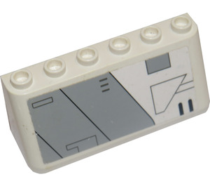 LEGO White Windscreen 2 x 6 x 2 with Gunship Panel Sticker (4176)