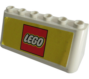 LEGO Weiß Windschutzscheibe 2 x 6 x 2 mit LEGO Logo Aufkleber (4176)