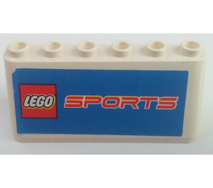 LEGO Vit Vindruta 2 x 6 x 2 med LEGO sporter logotyp Klistermärke (4176)