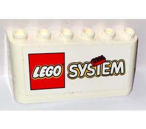 LEGO Biały Przednia szyba 2 x 6 x 2 z LEGO System logo Naklejka (4176)