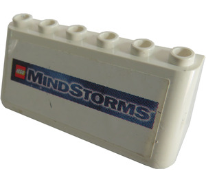 LEGO Weiß Windschutzscheibe 2 x 6 x 2 mit Mindstorms Logo Aufkleber (4176)