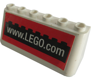 LEGO White Windscreen 2 x 6 x 2 with www.LEGO.com Sticker (4176 / 30607)