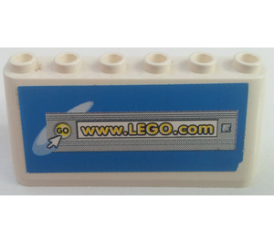 LEGO White Windscreen 2 x 6 x 2 with 'www.LEGO.com' Sticker (4176 / 30607)