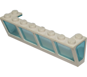LEGO White Windscreen 2 x 8 x 2 with Transparent Light Blue Glass (2634)