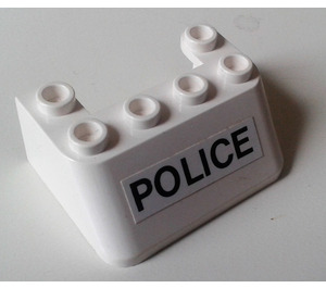 LEGO White Windscreen 3 x 4 x 1 & 1/3 with 6 Studs on Top with "POLICE" Sticker