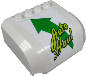 LEGO Blanco Parabrisas 5 x 6 x 2 Curvo con Verde Auto Haul Pegatina (61484)