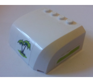 LEGO White Windscreen 5 x 6 x 2 Curved with Palm Tree in Center and Lime Stripes on Sides Sticker (61484)