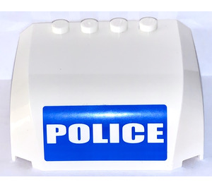 LEGO White Windscreen 5 x 6 x 2 Curved with "POLICE" Sticker (61484)