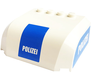 LEGO White Windscreen 5 x 6 x 2 Curved with 'POLIZEI' Sticker (61484)