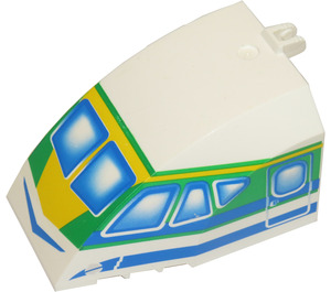 LEGO White Windscreen 6 x 8 x 4 with Hinge with Blue, Green and Yellow Stripes (42602)