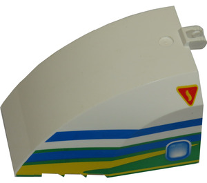 LEGO White Windscreen 6 x 8 x 4 with Hinge with Blue / Green Stripes and Window (42602)