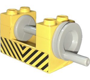 LEGO Winch 2 x 4 x 2 with Light Grey Drum with Yellow and Black Danger Stripes Sticker (73037)