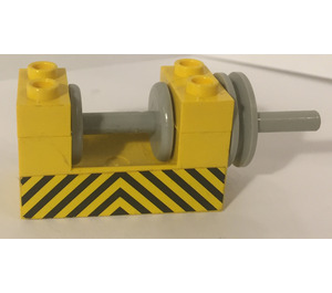 LEGO Winch 2 x 4 x 2 mit Light Grey Drum mit Gelb und Schwarz Danger Streifen Aufkleber (73037)