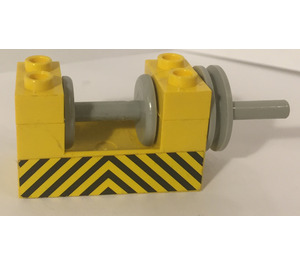 LEGO Winch 2 x 4 x 2 s Světlo Grey Drum s Žlutá a Černá Danger Pruhy Samolepka (73037)