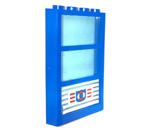 LEGO Window 1 x 4 x 6 with 3 Panes and Transparent Light Blue Fixed Glass with Coast Guard Logo Sticker (6160)