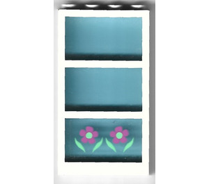 LEGO Window 1 x 4 x 6 with 3 Panes and Transparent Light Blue Fixed Glass with Flowers Sticker (6160)