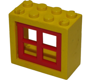 LEGO Venster 2 x 4 x 3 Kader met Rood Pane (4132)
