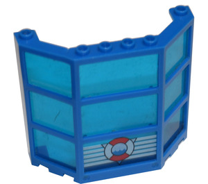 LEGO Fenster Bay 3 x 8 x 6 mit Transparent Dark Blau Glas mit Life Ring (30185)