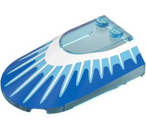 LEGO Windscreen 4 x 6 x 1.3 Curved with Medium Azure and White Fins on Blue (5378)