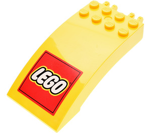 LEGO Voorruit 4 x 8 x 2 Gebogen Scharnier met "LEGO" Sticker (46413)