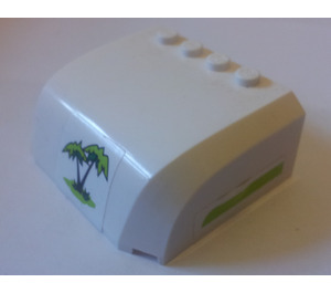 LEGO Windscreen 5 x 6 x 2 Curved with Palm Tree in Center and Lime Stripes on Sides Sticker (61484)