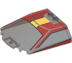 LEGO Windscreen 6 x 6 x 1.3 Curved with Red and Yellow (2683 / 103712)